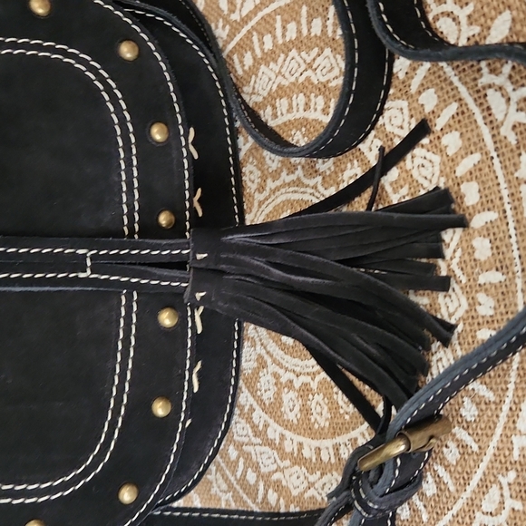 NEW Black suede studded shoulder/cross body bag. - Picture 4 of 8